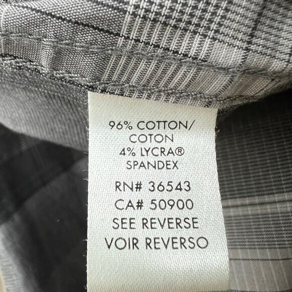 Calvin Klein SMALL (14-14.5) Mens Gray Plaid Non-Iron Fit Button Up Dress Shirt - Picture 9 of 10